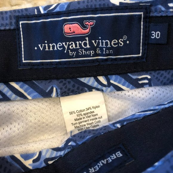 Vineyard Vines Performance Breaker Shorts Sz 30 Blue Trout Pattern - Picture 3 of 7
